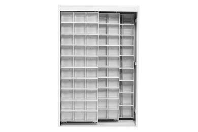 Crystal Box tilt bin cabinets with removable panels