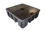 Qubb - SPILLPALLET FOR 4 DRUMS - 485L BLACK - WITH  GRID - NOT FOR DE/AT