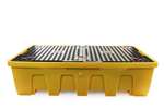 Qubb - SPILLPALLET FOR 2 IBCS - 1200L YELLOW - WITH GRID - NESTABLE