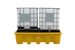 Qubb - SPILLPALLET FOR 2 IBCS - 1200L YELLOW - WITH GRID - NESTABLE