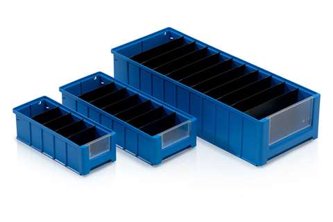 Qubb - Front panel for shelf trays Blue Box - 156x90mm  Qubb - Front panel for shelf trays Blue Box - 156x90mm