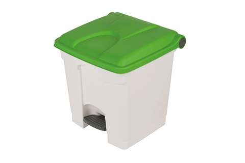 Probbax - Rectangular step-on waste bin 30l - white body + coloured lid 430x390x410mm  Probbax - Rectangular step-on waste bin 30l - white body + coloured lid 430x390x410mm