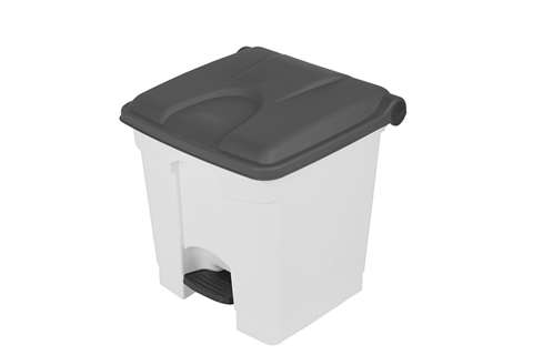 Probbax - Rectangular step-on waste bin 30l - white body + coloured lid 430x390x410mm  Probbax - Rectangular step-on waste bin 30l - white body + coloured lid 430x390x410mm