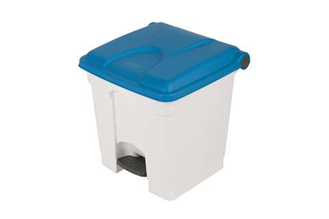 Probbax - Rectangular step-on waste bin 30l - white body + coloured lid 430x390x410mm  Probbax - Rectangular step-on waste bin 30l - white body + coloured lid 430x390x410mm