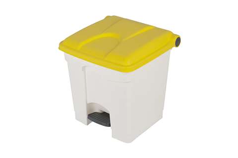 Probbax - Rectangular step-on waste bin 30l - white body + coloured lid 430x390x410mm  Probbax - Rectangular step-on waste bin 30l - white body + coloured lid 430x390x410mm