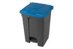 Probbax - Rectangular step-on waste bin 45l grey body + coloured lid 600x390x410mm