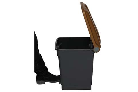 Probbax - Rectangular step-on waste bin 30l - recycled body + lid 410x398x435mm  Probbax - Rectangular step-on waste bin 30l - recycled body + lid 410x398x435mm