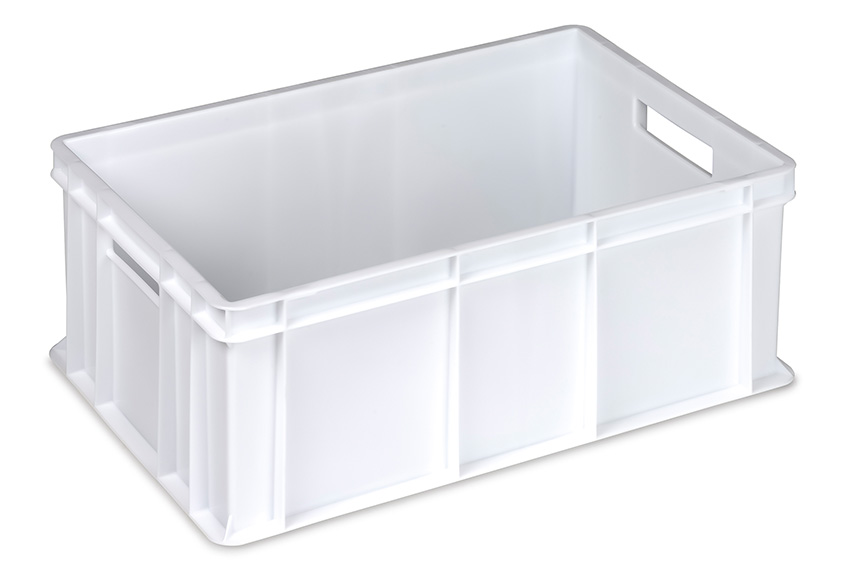 EN stacking bin Food natural 42l - 600x400x220mm - closed walls and base - 2 open handles 