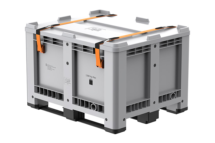 Pallet box incl lid and straps - 1200x1000x780mm - 610l - un approved 