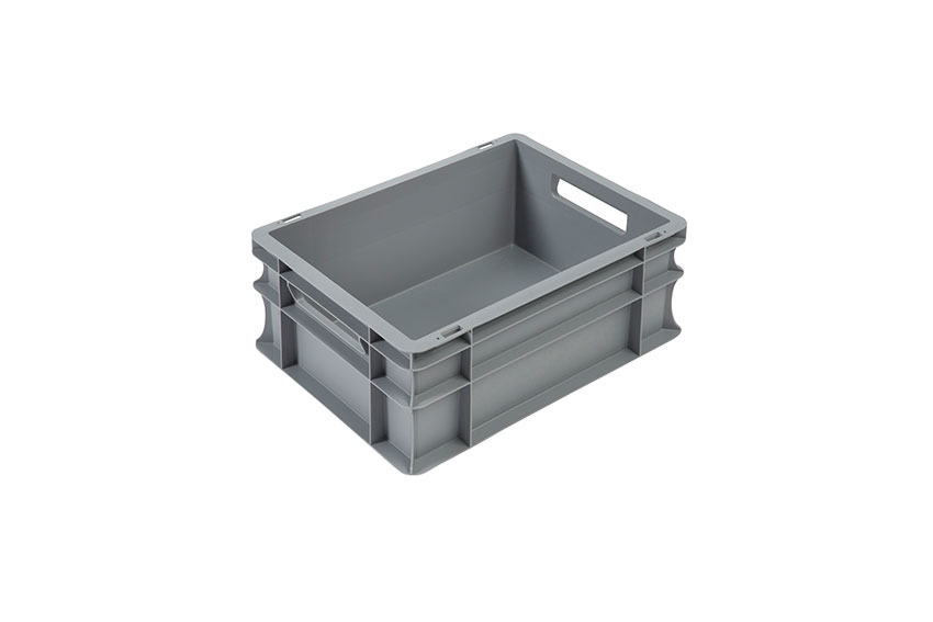 EN Stacking bin Budget Grey 15l - 400x300x170mm - closed sides and bottom - open handles 