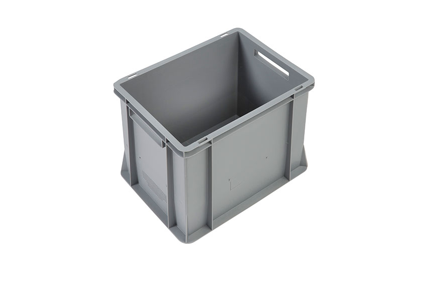 EN Stacking bin Budget Grey 35l - 400x300x360mm - closed sides and reinforced bottom - open handles 