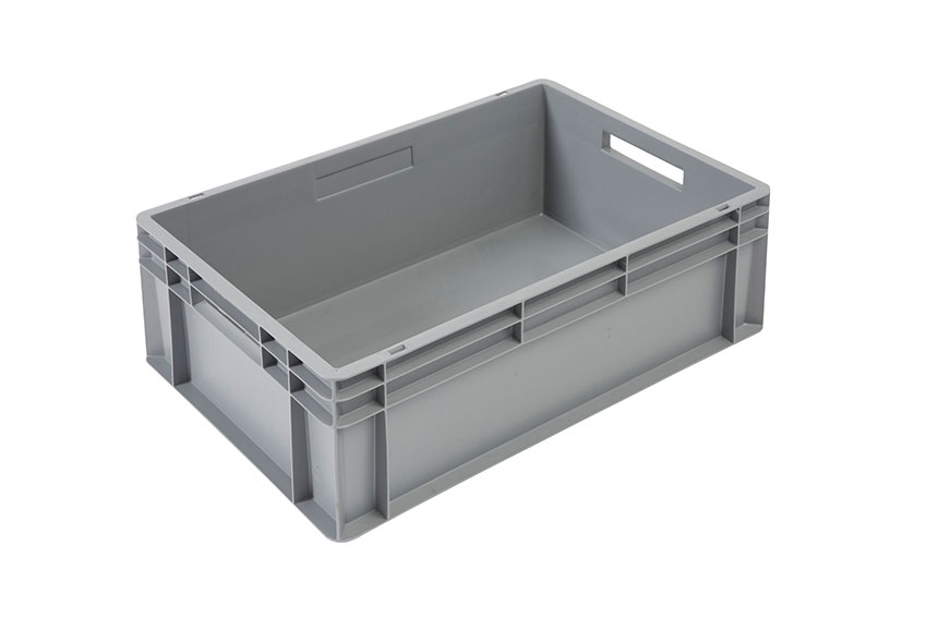 EN-Stapelbehälter Budget Grey 42l - 600x400x220mm - geschlossene Wände und Boden - offen Griffe 