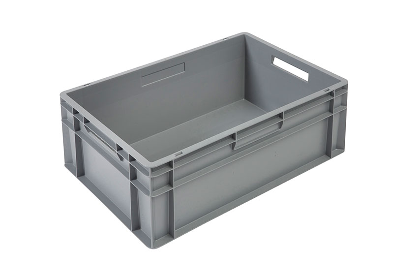 EN-Stapelbehälter Budget Grey 47l - 600x400x240mm - geschlossene Wände und Boden - offen Griffe 