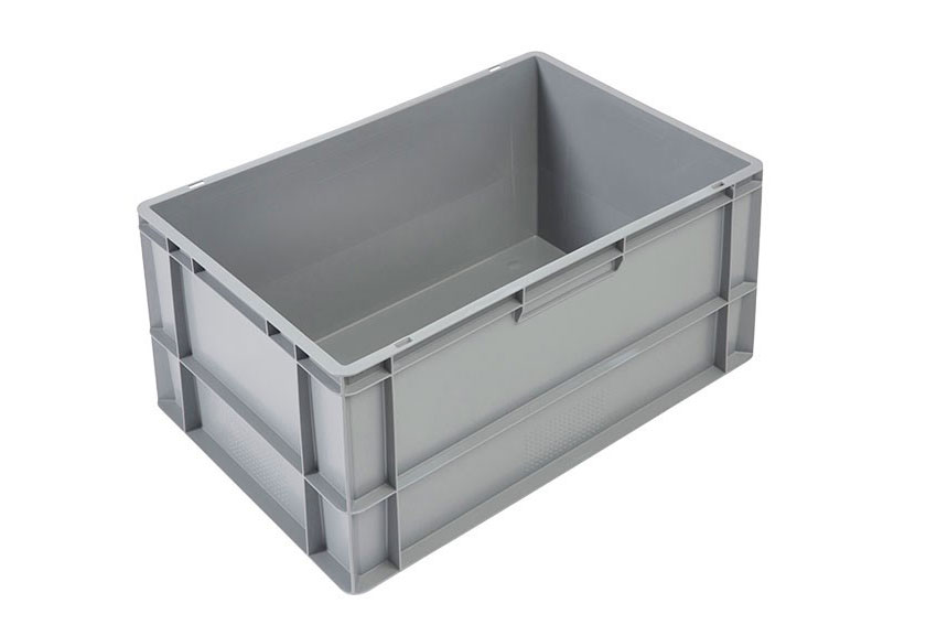 EN-Stapelbehälter Budget Grey 60l - 600x400x320mm - geschlossene Wände und Boden - geschl. Griffe 