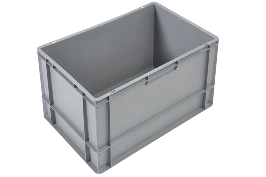 EN-Stapelbehälter Budget Grey 76l - 600x400x400mm - geschlossene Wände und Boden - geschl. Griffe 