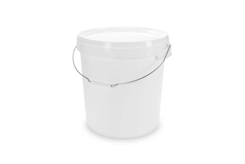 Bucket 32,9l - un approved - white - metal handle - lid incl. 