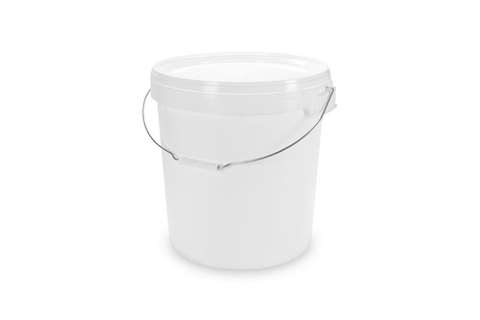 Bucket 32,9l - un approved - white - metal handle - lid incl.