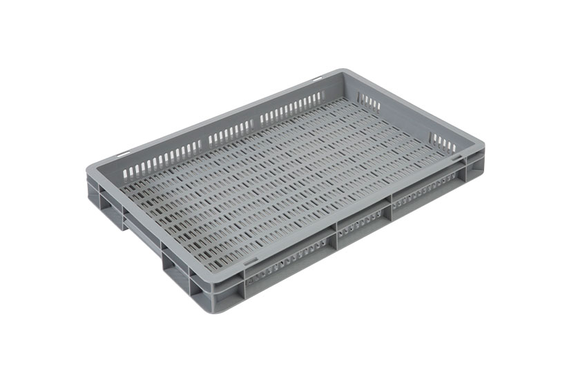EN-Stapelbehälter Budget Grey 12,5l - 600x400x70mm - Wände und Boden perforiert - geschlossen Griffe 