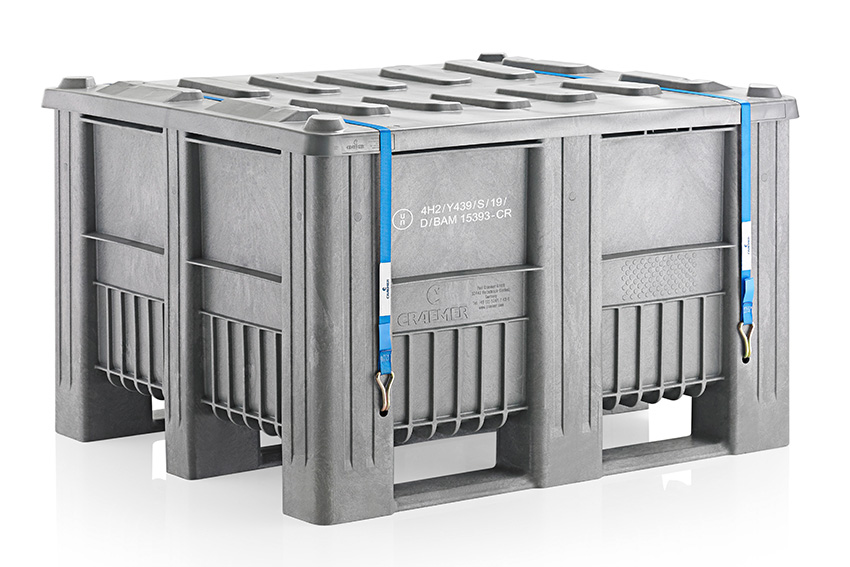 Pallettenbox Inkl. Deckel und Bänder - 1200x1000x740mm - 610l - Un Zertifikat 