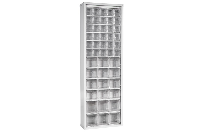 Metall Schränke Inkl. 48 Stück Kippbehältermodule Crystal box - 665x250x2000mm 