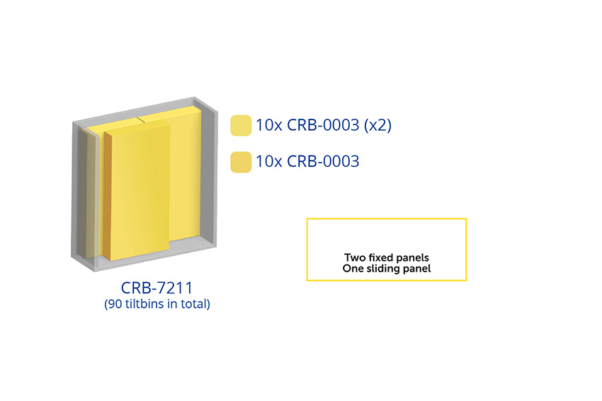 Metall Schränke Inkl. 90 Stück Kippbehältermodule Crystal box - 1270x400x1950mm 