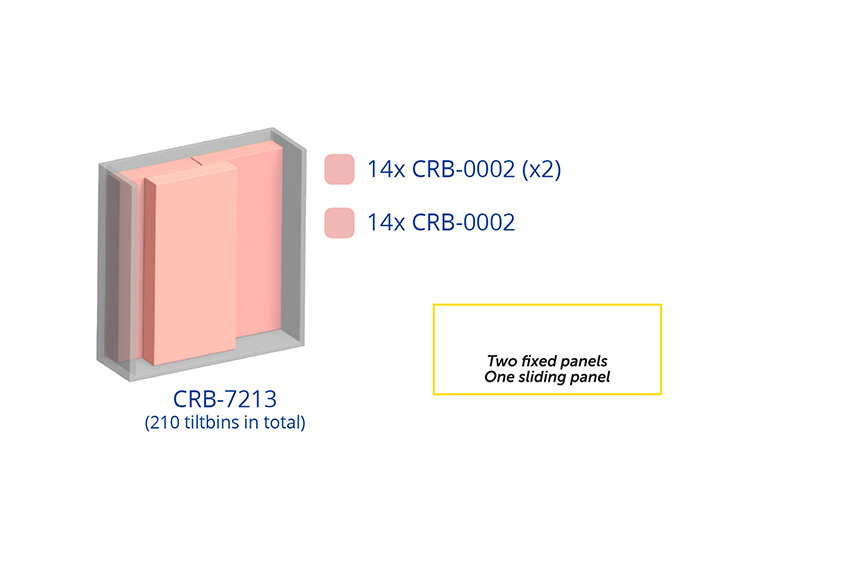 Metall Schränke Inkl. 210 Stück Kippbehältermodule Crystal box - 1270x400x1950mm 