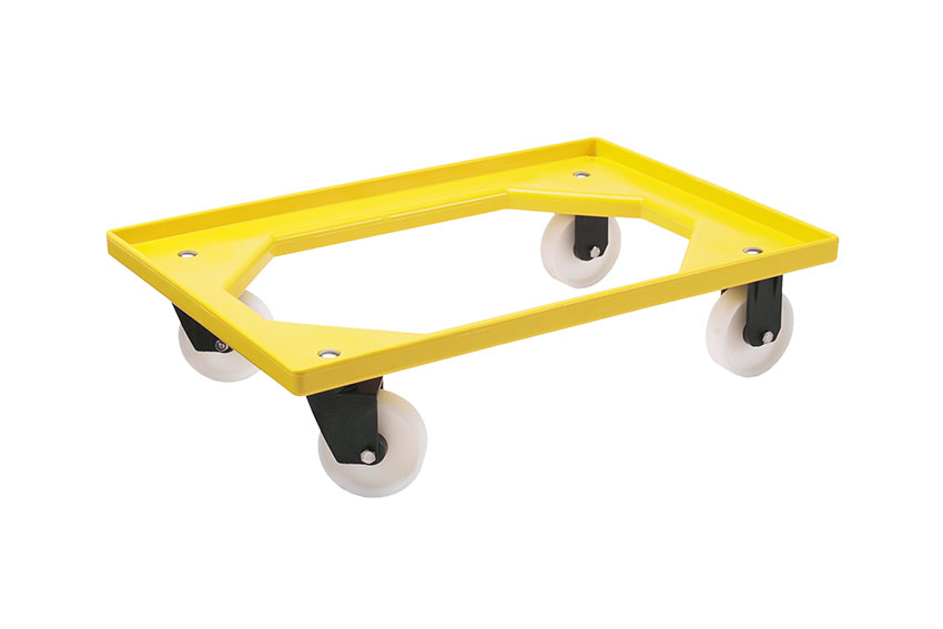 Fahrgestelle Food – 2 PA-Bockrollen + 2 PA-Lenkrollen – ABS-Rahmen – PA-Gabeln 