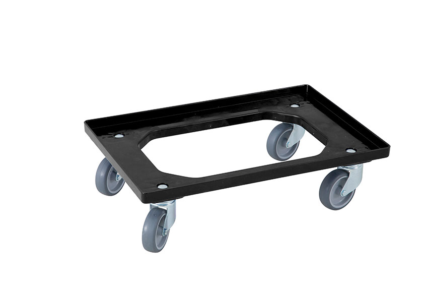 Transport undercarriage Industry - 4 rubber swivel castors - ABS frame - galvanized forks 