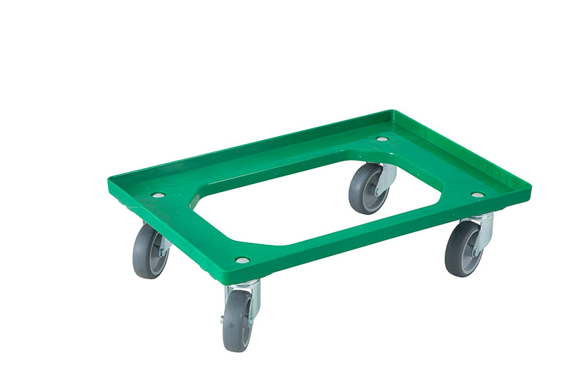 Transport undercarriage Industry - 4 rubber swivel castors - ABS frame - galvanized forks 