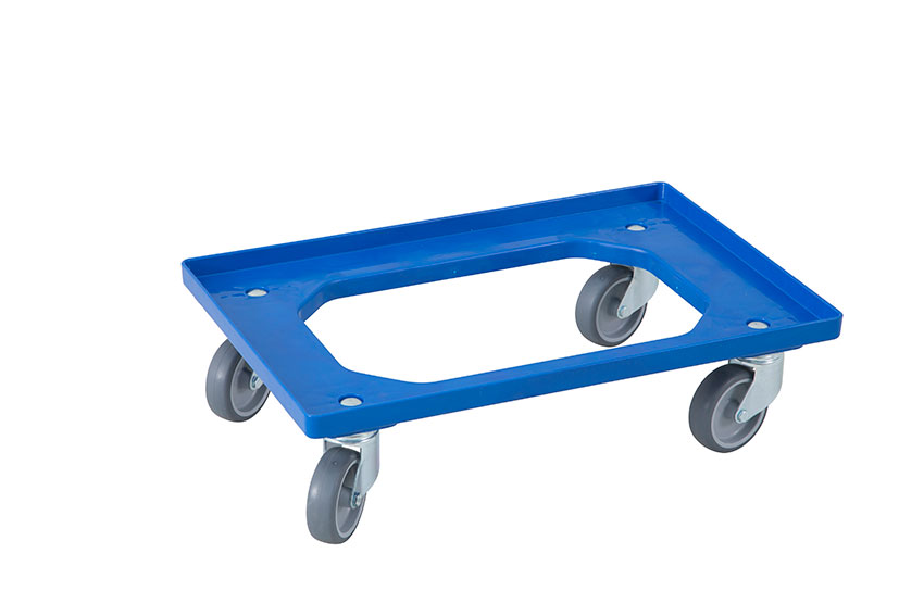 Transport undercarriage Industry - 4 rubber swivel castors - ABS frame - galvanized forks 