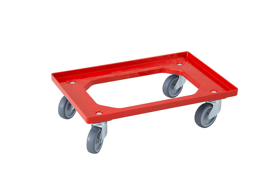 Transport undercarriage Industry - 4 rubber swivel castors - ABS frame - galvanized forks 