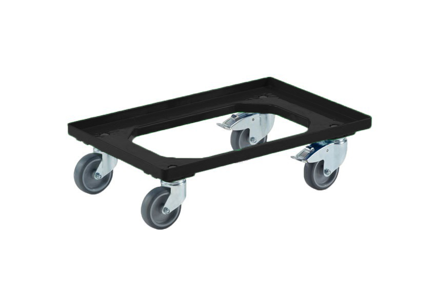 Transport undercarriage Industry - 2 fixed + 2 swivel rubber castors - ABS frame - galvanized forks 