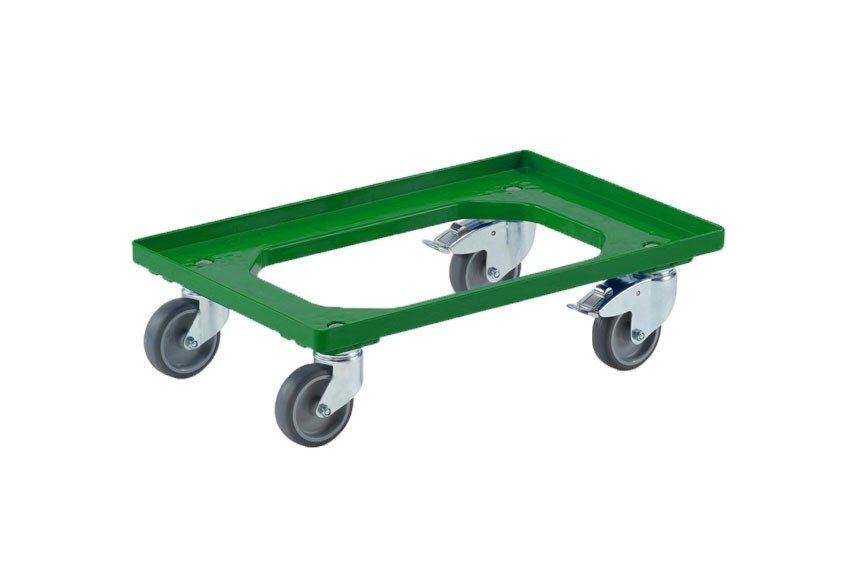 Transport undercarriage Industry - 2 fixed + 2 swivel rubber castors - ABS frame - galvanized forks 