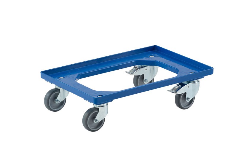 Transport undercarriage Industry - 2 fixed + 2 swivel rubber castors - ABS frame - galvanized forks 