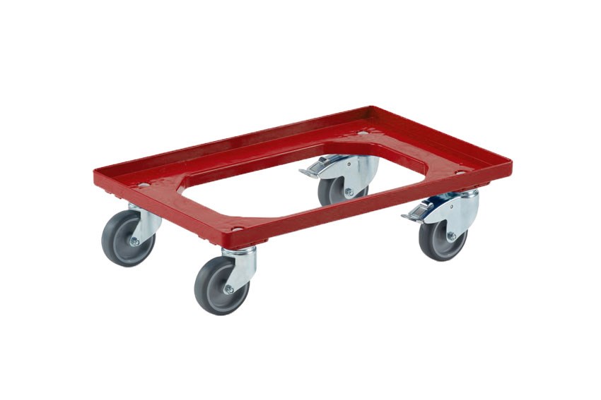 Transport undercarriage Industry - 2 fixed + 2 swivel rubber castors - ABS frame - galvanized forks 