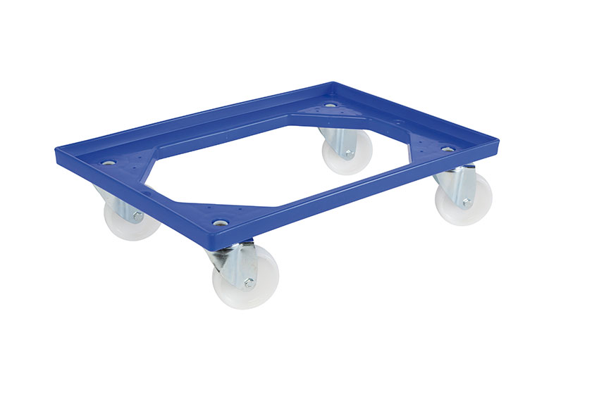 Transport undercarriage Industry - 4 PP swivel castors - PP frame - galvanized forks 