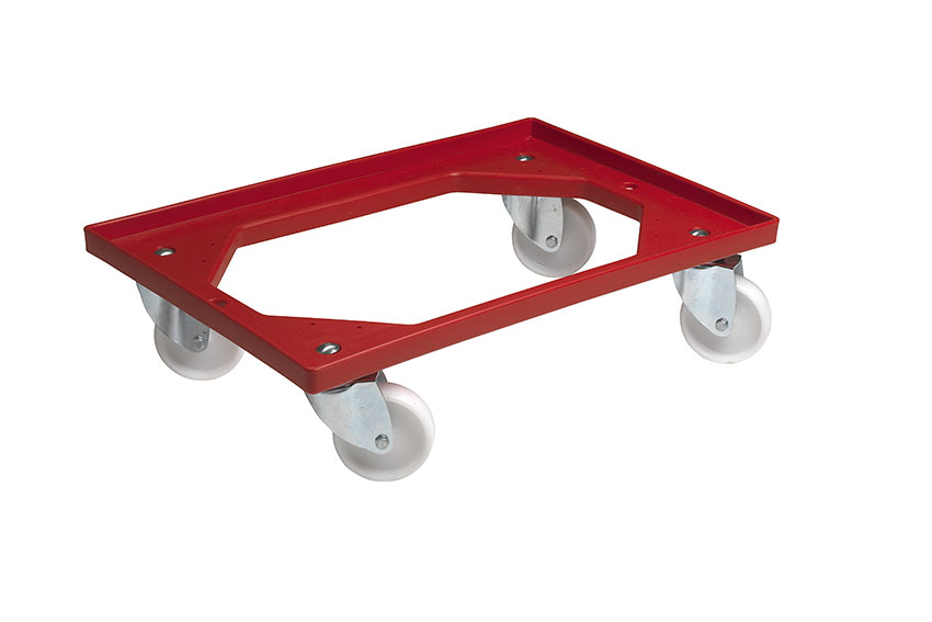 Transport undercarriage Industry - 4 PP swivel castors - PP frame - galvanized forks 