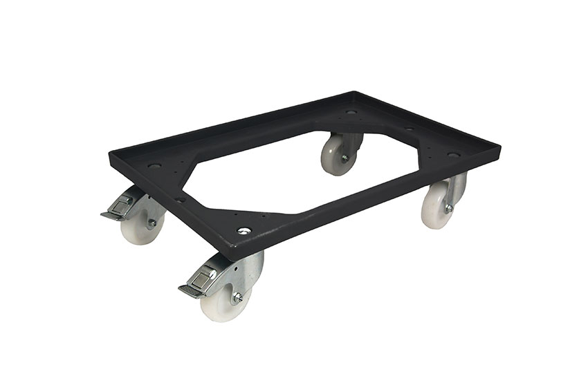 Transport undercarriage Industry - 4 PP swivel castors + 2 brakes - PP frame - galvanized forks 