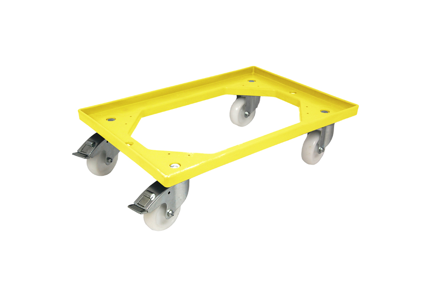 Transport undercarriage Industry - 4 PP swivel castors + 2 brakes - PP frame - galvanized forks 