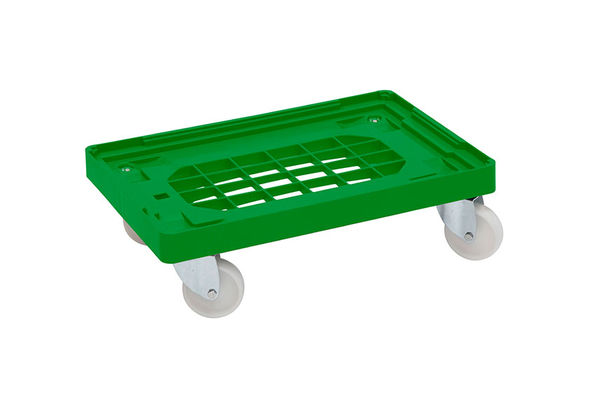 Transport undercarriage Industry - 4 PP swivel castors - PP waffled frame - galvanized forks 