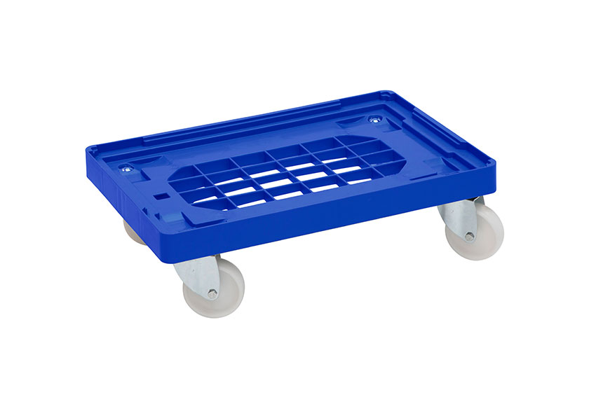 Transport undercarriage Industry - 4 PP swivel castors - PP waffled frame - galvanized forks 