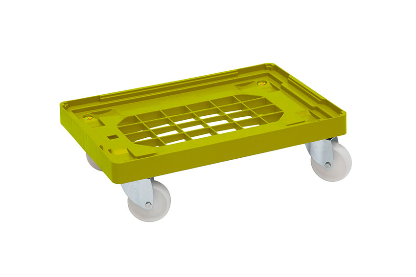 Transport undercarriage Industry - 4 PP swivel castors - PP waffled frame - galvanized forks 