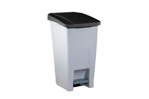 Pedalabfallbehälter 60l – Graukörper – Farbiger Deckel 490×380×700mm
