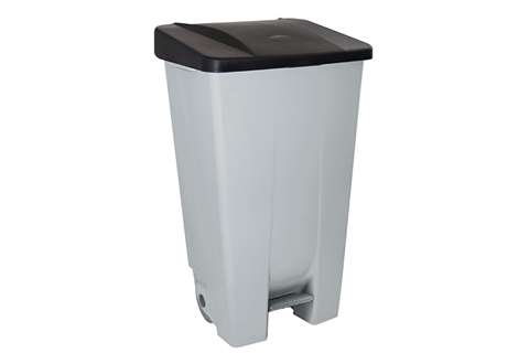 Pedalabfallbehälter 120l – Graukörper – Farbiger Deckel 510×425×875mm