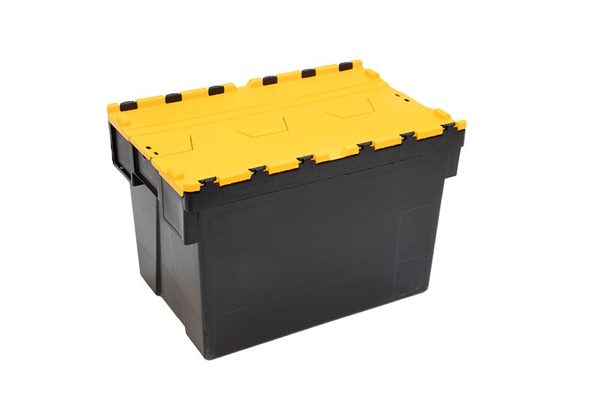 Deckelkisten Ergo 69L – 600x400x400mm - Schwarzer Körper + farbiger Deckel - Regenerat 