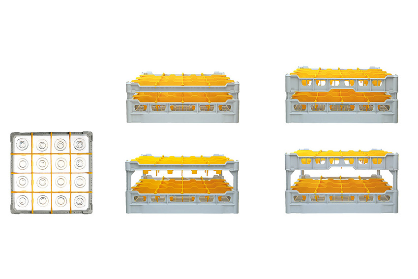 Glass rack 16 compartments - 500x500x173mm - glass h:140mm - ø113mm 