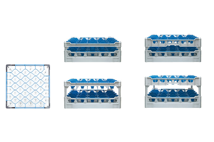 Glaserkorb 44 Fächer – 500x500x188mm - Glas H:155mm - Ø67mm 