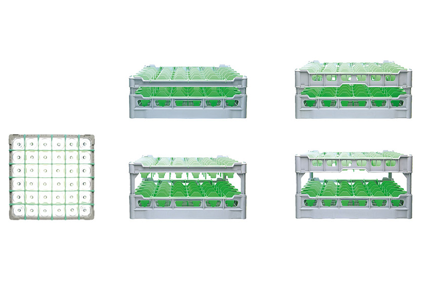 Glaserkorb 36 Fächer – 500x500x293mm - Glas H:260mm - Ø74mm 