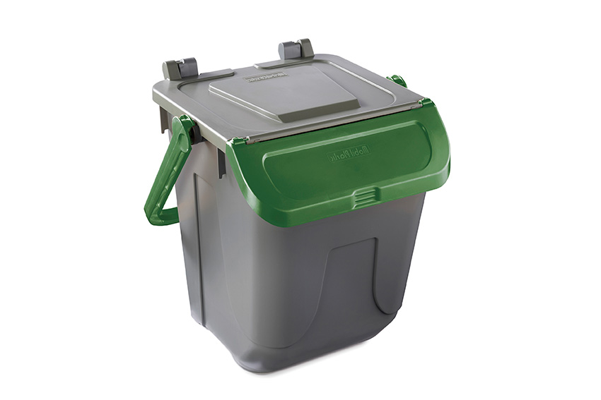 Waste bin with hingedlid - grey body - 25l 