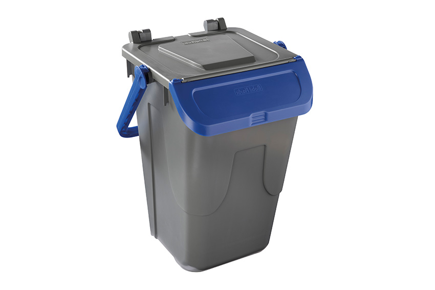 Waste bin with hingedlid - grey body - 35l 